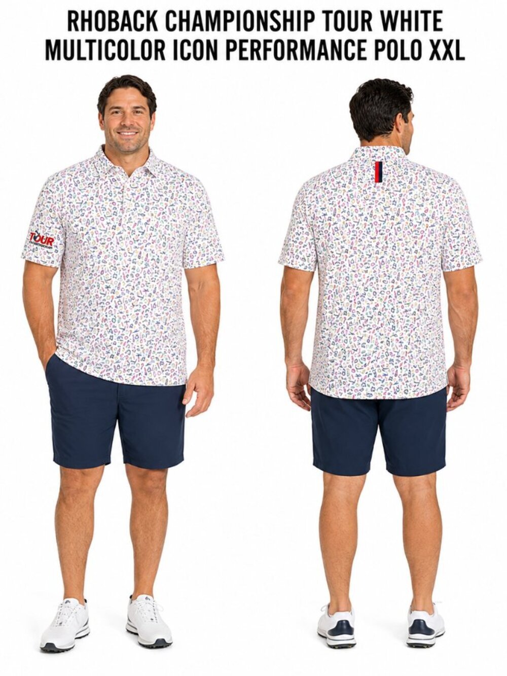RHOBACK CHAMPIONSHIP TOUR WHITE MULTICOLOR ICON PERFORMANCE POLO XXL